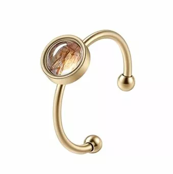 Anel Super Seven Black – Aço inoxidável banhado a ouro