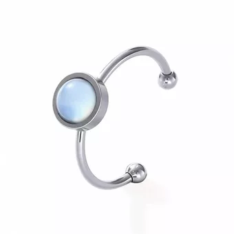 Anel de Água-Marinha A em Aço Inoxidável Prateado 6 mm