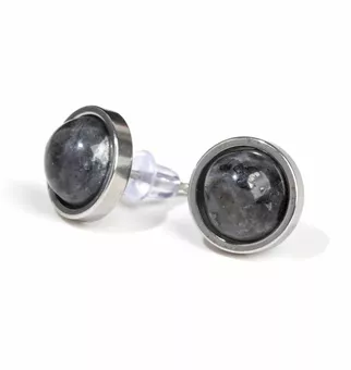 Brincos redondos em aço inoxidável Larvikite A stud 10mm