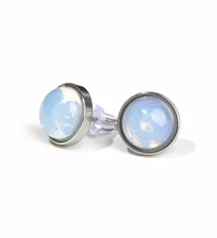 Brincos redondos de aço inoxidável Opalite Um pino 10mm