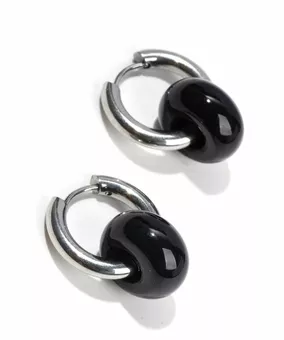 Brincos de Prata Hope em Aço Inoxidável Onyx A 18mm