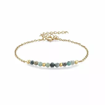 Pulseira de Turquesa Natural de África facetada A – aço inoxidável dourado