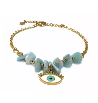 Pulseira de Larimar AA para Proteção contra Mau Olhado