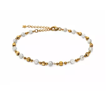 Pulseira Energética AA de Labradorita – Contas Douradas