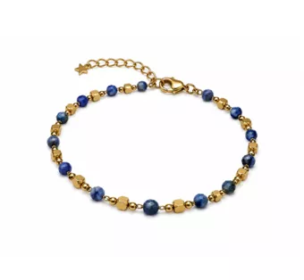 Pulseira Energia em Lápis-Lazúli A – Contas Douradas