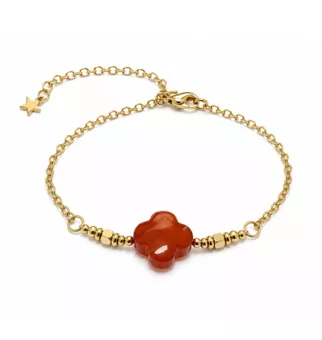 Pulseira da Sorte em Cornalina A – Trevo