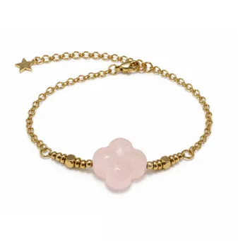 Pulseira da Sorte em Quartzo Rosa A – Trevo