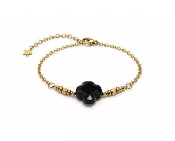 Pulseira da Sorte em Ônix A – Trevo