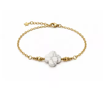 Pulseira da Sorte em Howlita A – Trevo