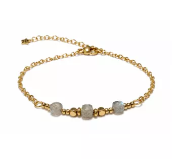 Pulseira da Sorte em Labradorita AA – Contas Quadradas Facetadas