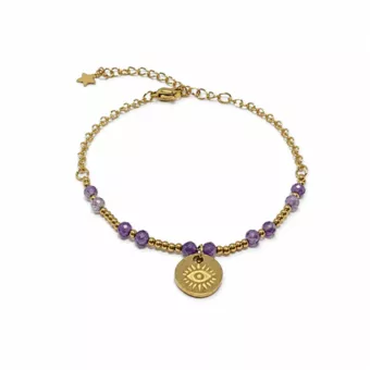 Pulseira de Proteção em Ametista A+ – Olho Protetor