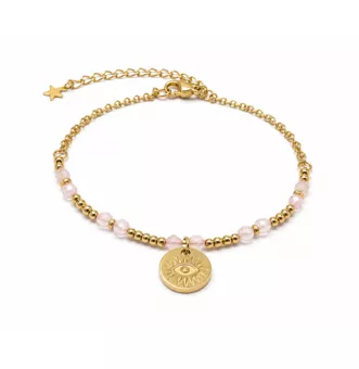 Pulseira de Proteção em Quartzo Rosa A – Olho Protetor
