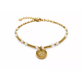 Pulseira de proteção AA com pedra da lua branca – Proteção para os olhos
