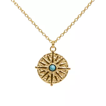 Colar de Aço Inoxidável Dourado Sol com Turquenite A