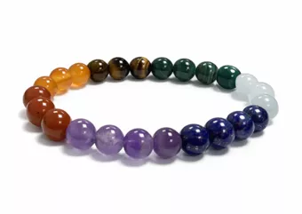 Pulseira com 7 Pedras dos Chakras, Contas de 8mm (A+)