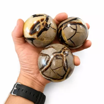 3 esferas de Septaria polidas, 1,330 kg
