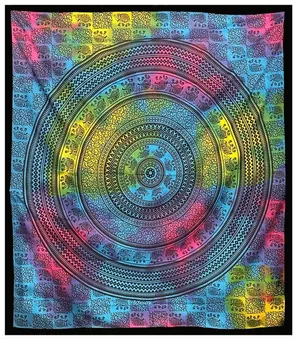 Pendurar Mandala de Elefante Rosa Amarelo Turquesa