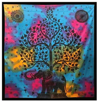 Árvore da Vida e Drapeado de Elefante Turquesa Rosa Malva