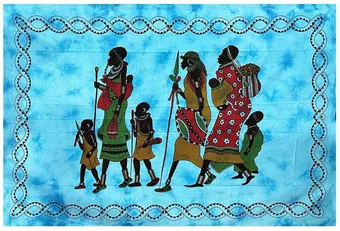 Drapeado 4 crianças e 3 adultos Azul africano PM