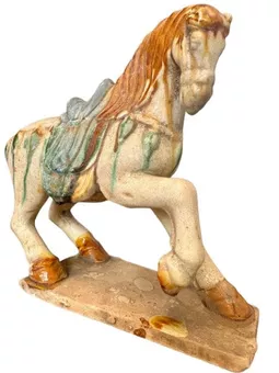 Cavalo colorido em terracota H 18cm
