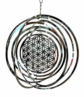 Carrilhão de vento de aço 3D Flor da vida 10cm
