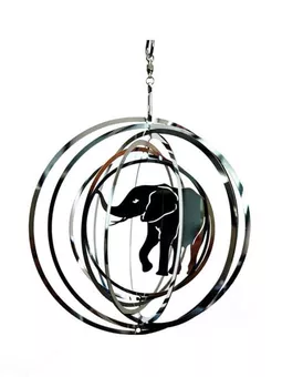 Sino de vento em aço 3D elefante 15cm