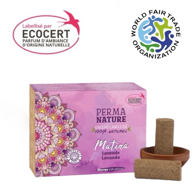 incenso em Incenso Perma Nature Matina Lavender, certificado Ecocert Fair Trade.