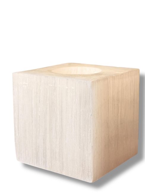 incenso em Castiçal em forma de cubo de selenita polida, 7 cm, 0,7-1 kg