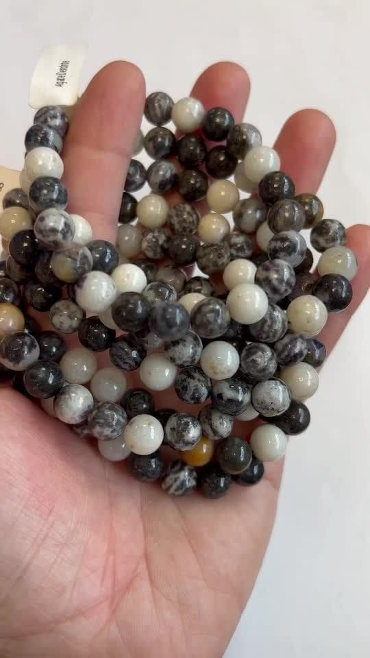 Pulseira Ágata Dendrite contas 8mm
