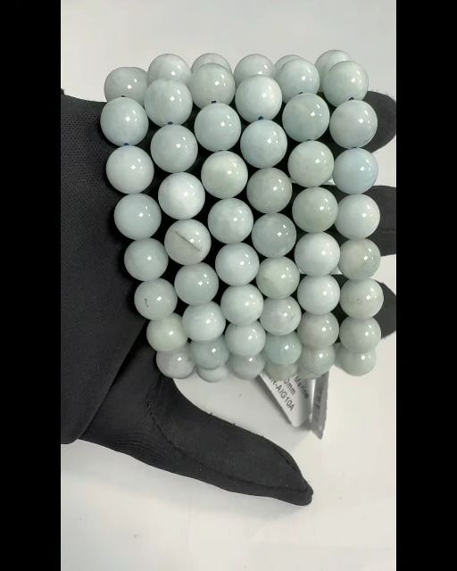 Pulseira de água-marinha com contas de 10 mm