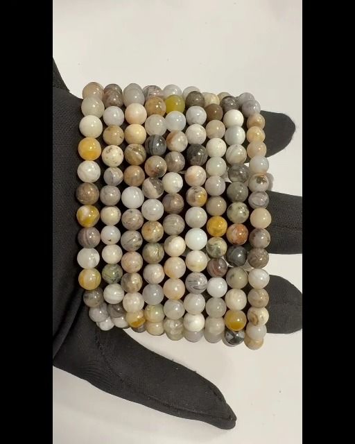 Pulseira Ágata Plume perles 6mm