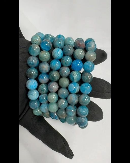 Pulseira de contas de apatita azul 10mm