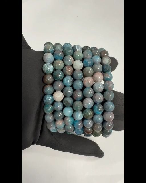 Pulseira de contas de apatite azul 7,5-8,5 mm