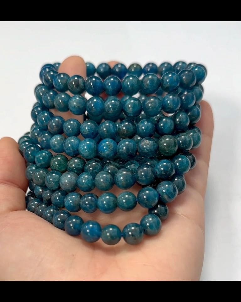 Pulseira de contas de Apatite Verde Azul 8mm