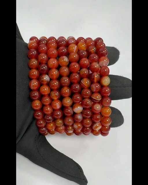 Pulseira de ágata com fita vermelha A, contas de 8 mm