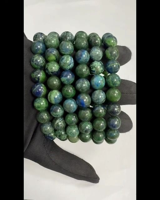 Pulseira de contas de azurite e malaquite 10mm