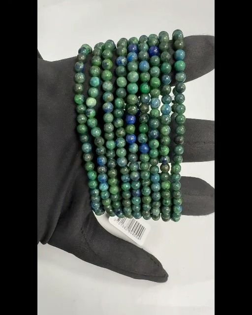 Pulseira Malaquite e Azurite contas 4mm