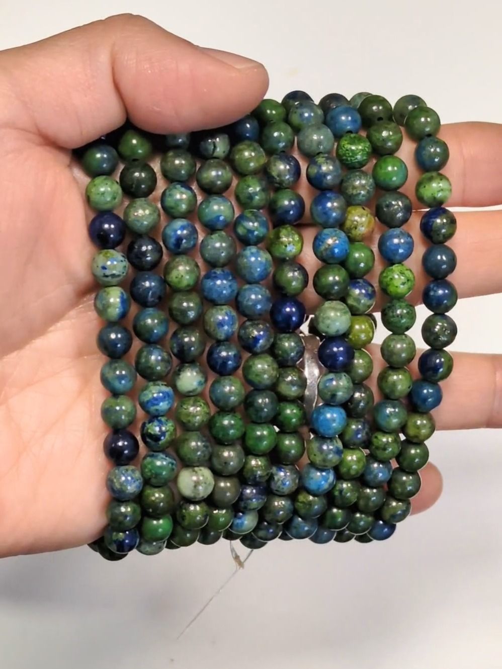 Pulseira de contas de azurite e malaquite 6mm