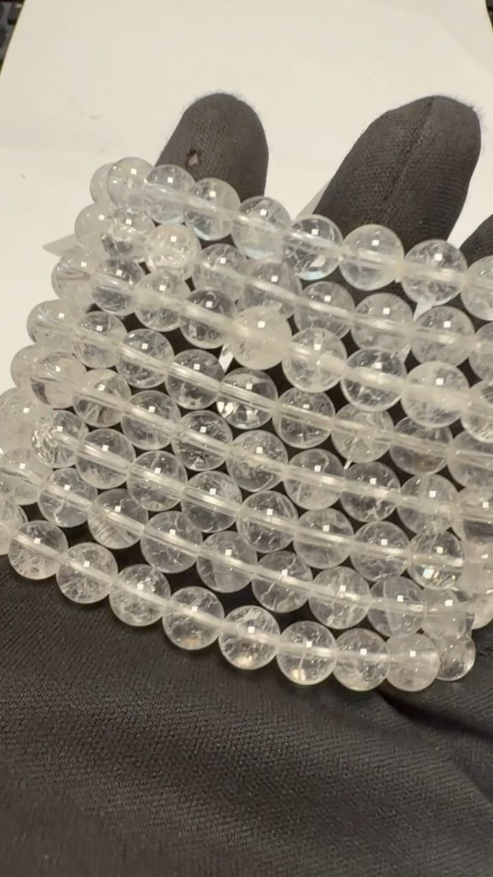 Pulseira Cristal de Rocha Crack AB contas 8mm