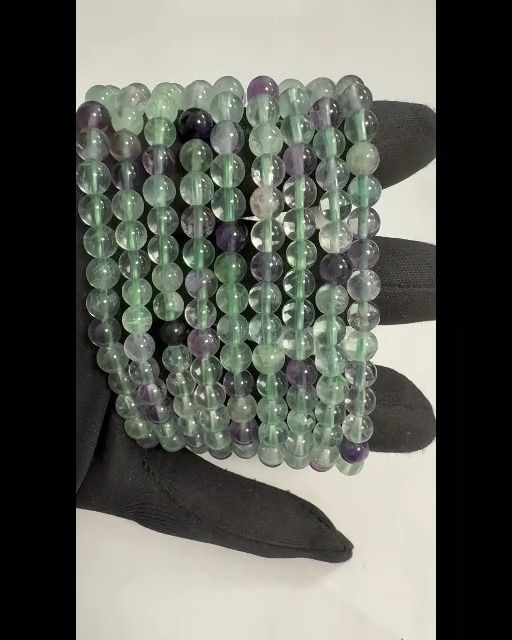 Pulseira de fluorite multicolorida com contas de 6-7 mm