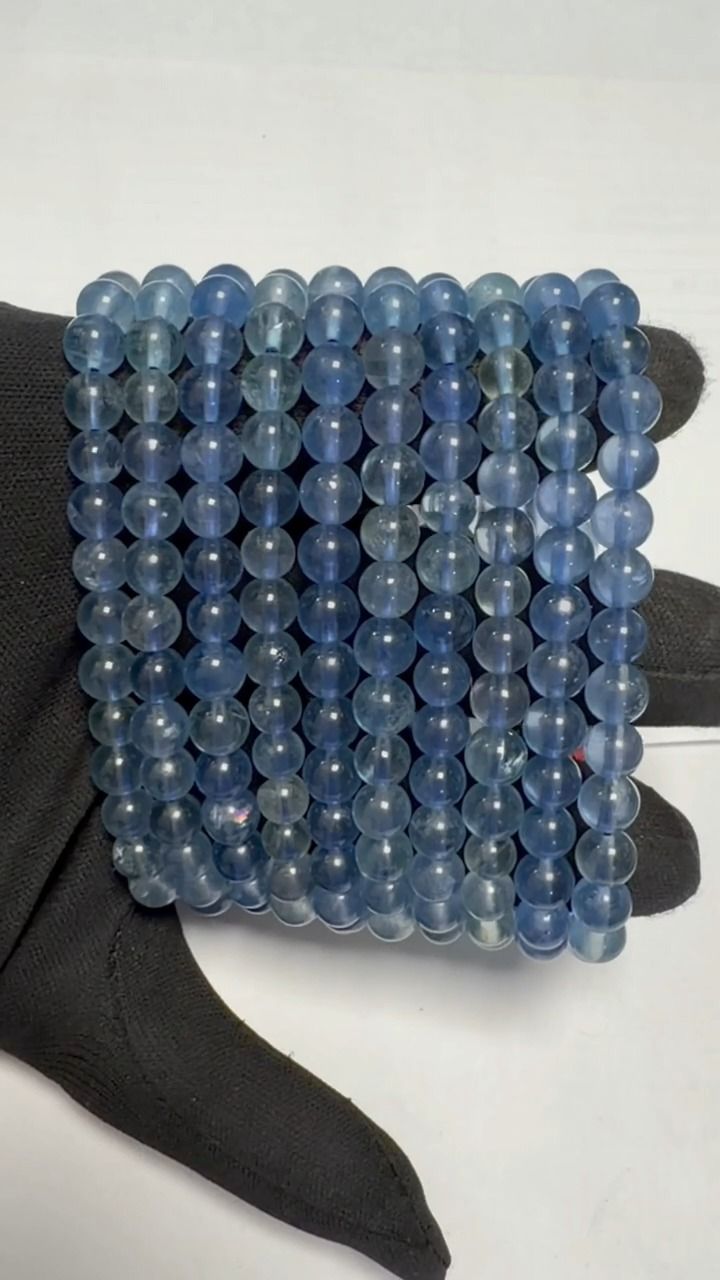 Pulseira Fluorita Azul AA contas 6-7mm