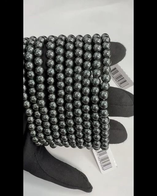 Pulseira de Hematite com contas de 6mm