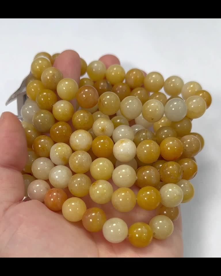 Pulseira Jade Amarelo A pérolas 10mm