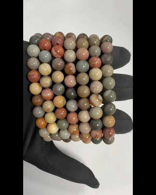 Pulseira Ocean Jasper com contas de 8 mm
