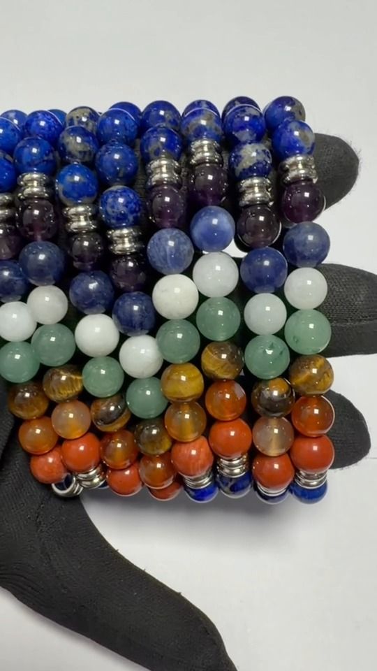 Pulseira Lápis-Lazúli 7 Chakras AB contas 8mm