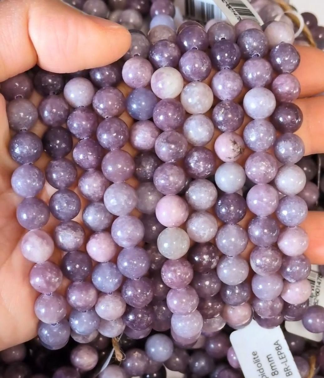 Lepidolite 8mm pulseira de contas