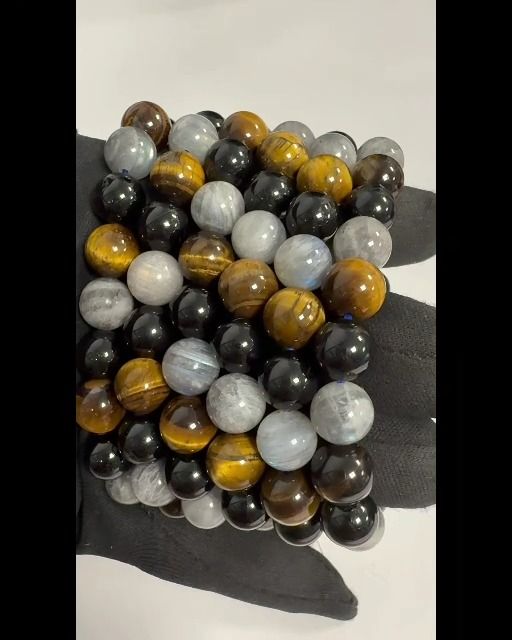 Labradorite olho de tigre turmalina A 10mm pulseira de contas