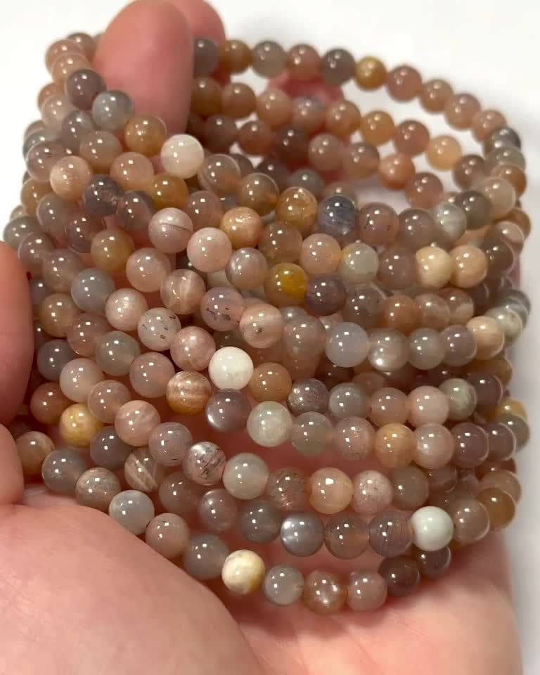 Pulseira de contas AA de pedra da lua adularia 6mm