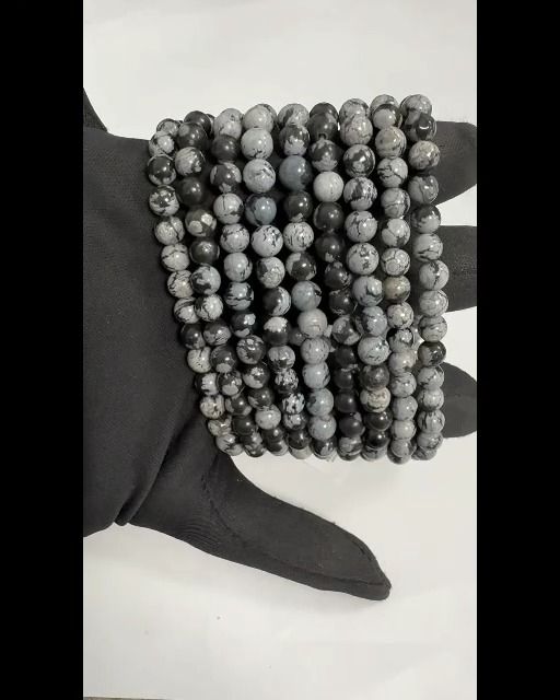 Pulseira de contas Obsidiana floco de neve 6mm