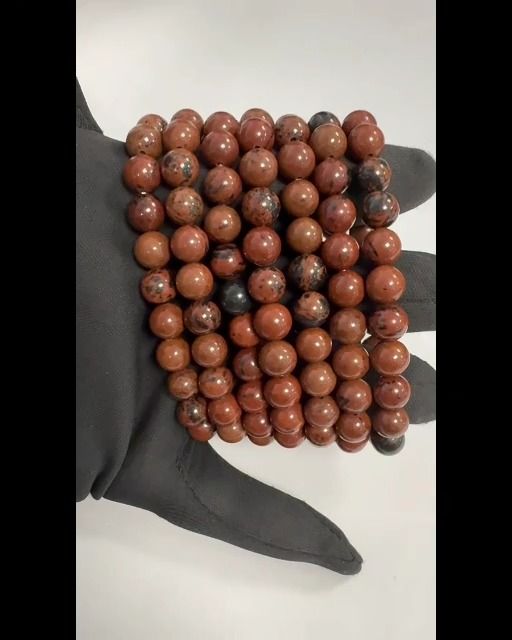 Pulseira de obsidiana em mogno 8mm